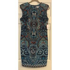 Liz Claiborne NWT Women's Dress Size 12 Turquoise Floral Career Party Sheath‎